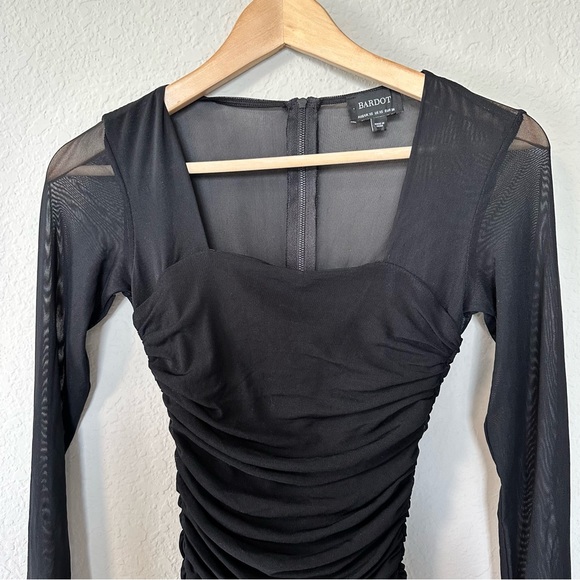 Bardot TASHA Long Sleeve Black MESH DRESS - Picture 6 of 10